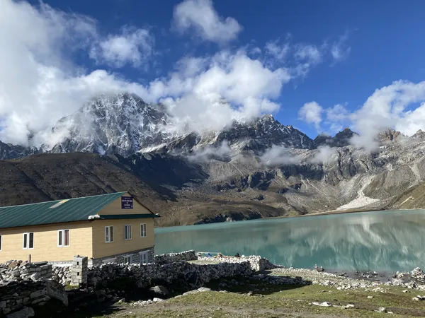 Gokyo village on the lakeshore