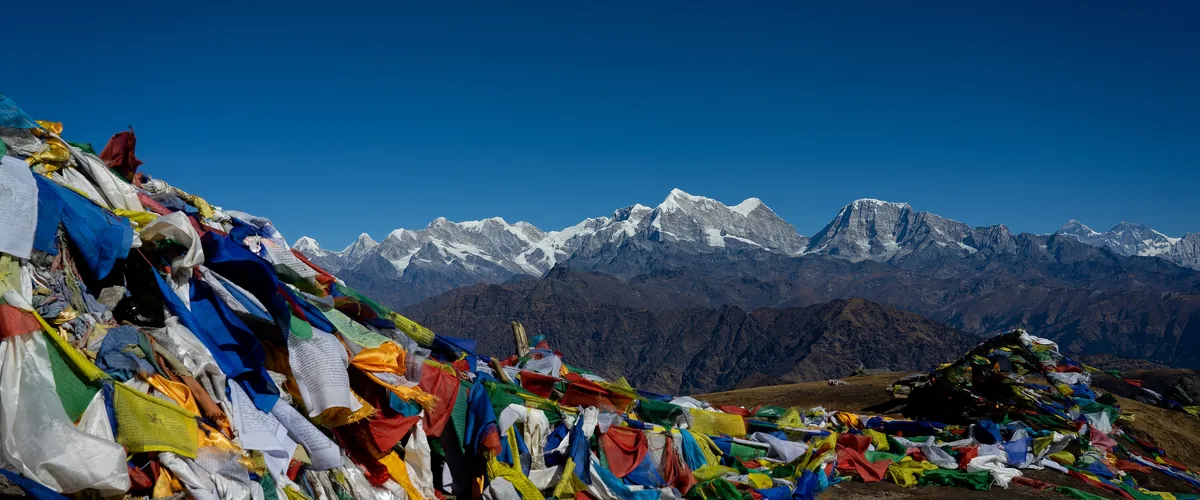 Prayer flags on the summit of Pikey Peak